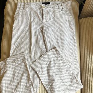 Women’s Lightweight Stripe Linen-Blend Pants - White/Tan